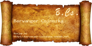 Bervanger Csinszka névjegykártya